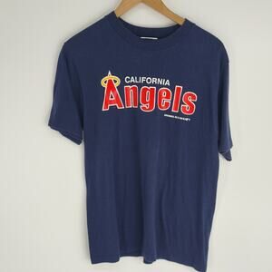 California Angels Vintage Baseball Tee Shirt Navy/Red Top Size XL